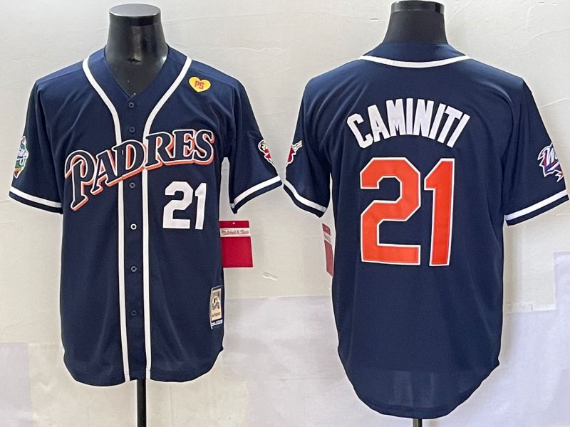 Men 2025 San Diego Padres #21 Caminiti Blue Throwback Game Nike MLB Jersey style 64->san diego padres->MLB Jersey